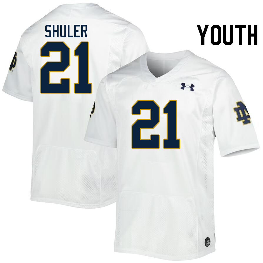 Youth #21 Adon Shuler Notre Dame Fighting Irish College Football Jerseys Stitched-White - Click Image to Close